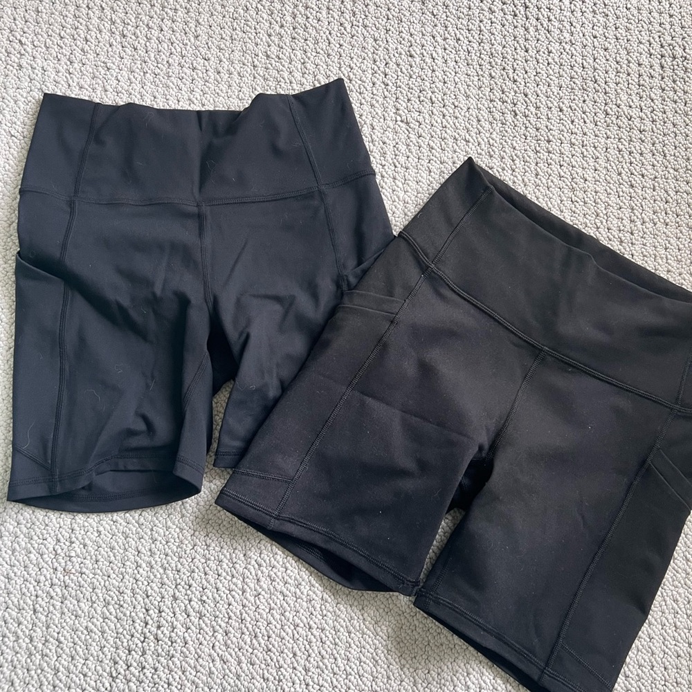 Fabletics set of Black Women's High-Waist Active Bike Shorts. Small